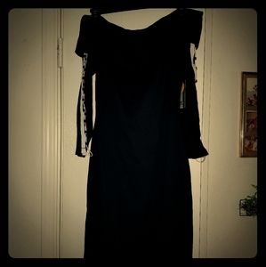 Black night out dress with strappy arms